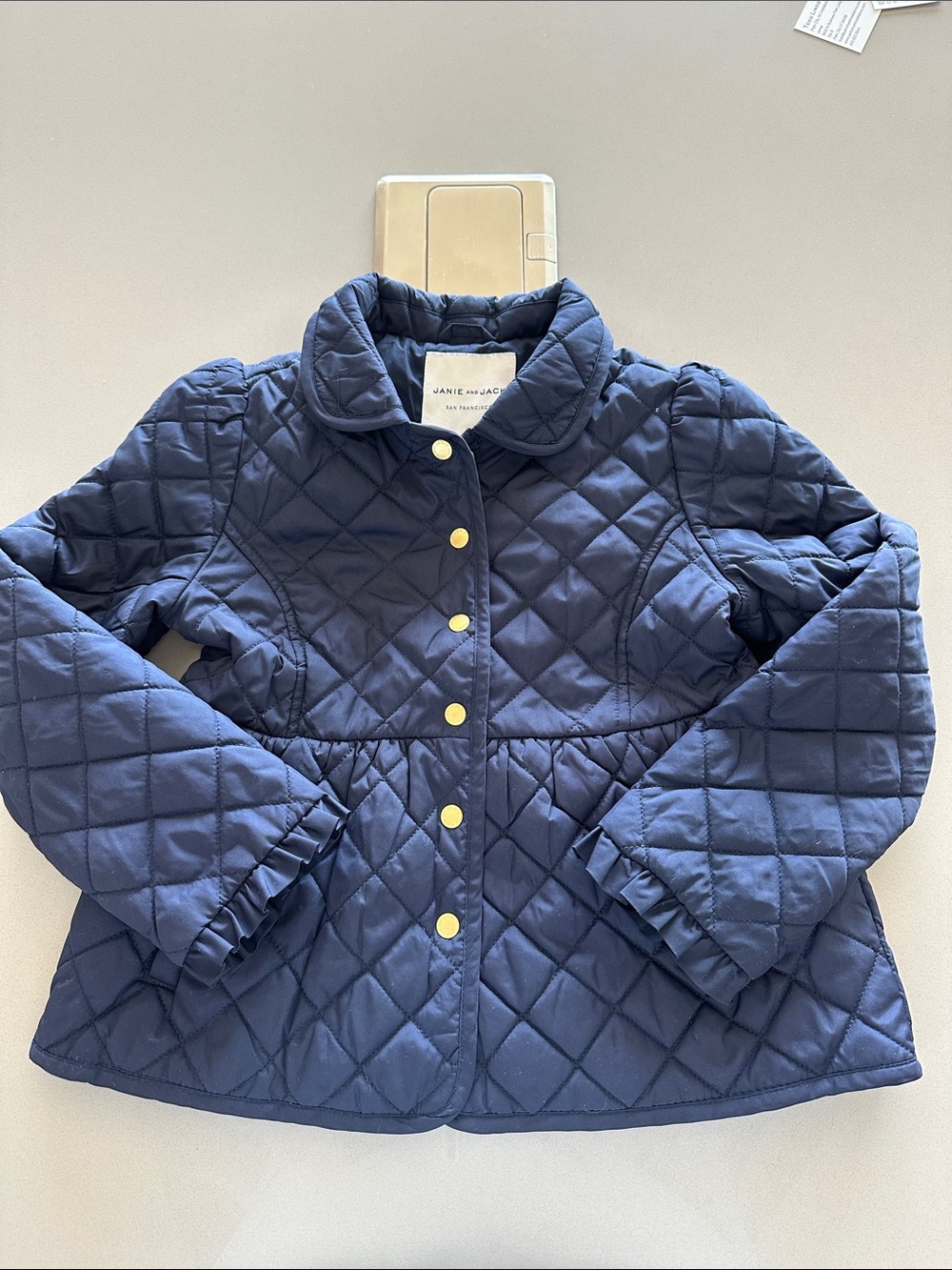 Janie and Jack Girls' Navy Quilted Jacket, 5-6